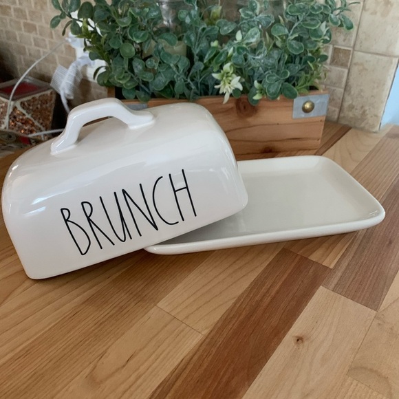 RAE DUNN “BRUNCH” LL CERAMIC BUTTER DISH W/HANDLE - Picture 2 of 8